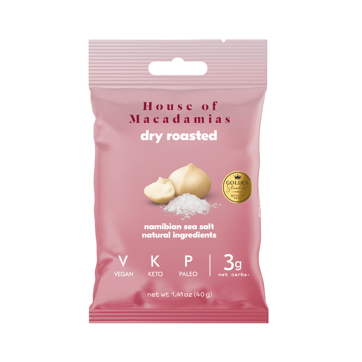 House of Macadamias Dry Roasted Macadamia Nuts – Namibian Sea Salt | 40g or 113g | Keto, Vegan, Low Carb