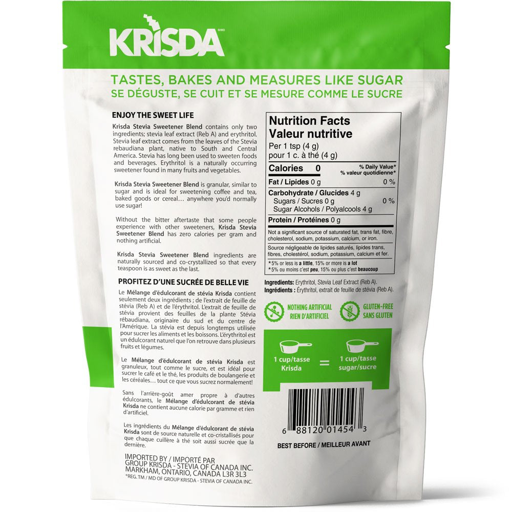 Krisda Stevia Sweetener | Zero Sugar, Keto-Friendly, Non-GMO, Gluten-Free Natural Sweetener