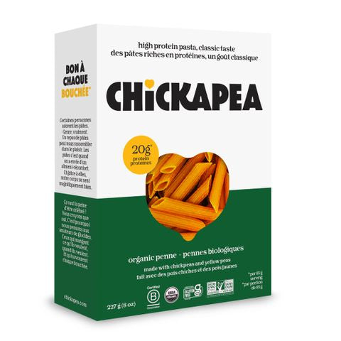 Chickapea Organic Penne Pasta – High Protein Gluten-Free Vegan Chickpea & Yellow Pea Pasta (227g)