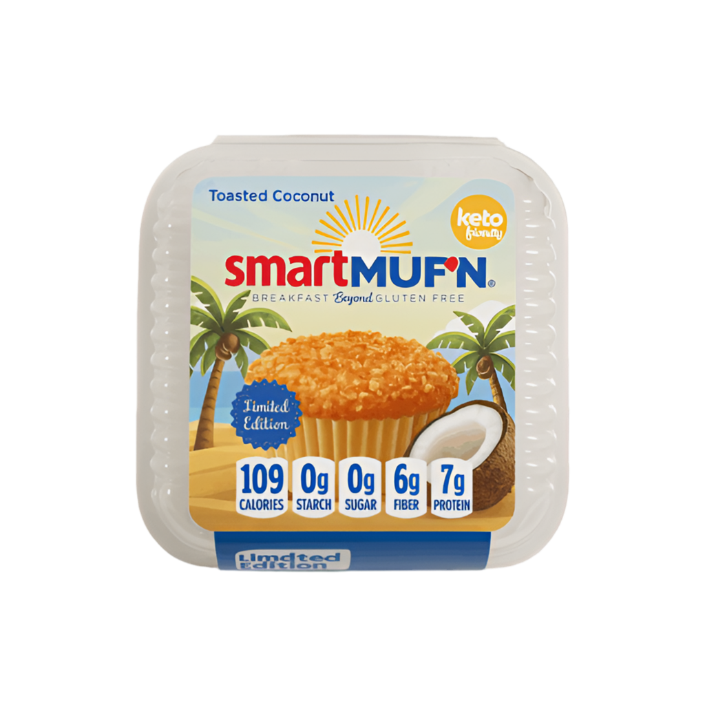 Toasted Coconut SmartMuf’n – Low Carb, Keto Muffin 2-Pack | Zero Net Carbs, Gluten-Free, Diabetic Friendly