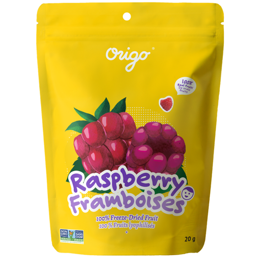 Origo Freeze-Dried Raspberries | 100% Real Fruit | No Sugar Added | Vegan, Gluten-Free, Non-GMO | Made in Canada Healthy Snack - Healthily Ever After