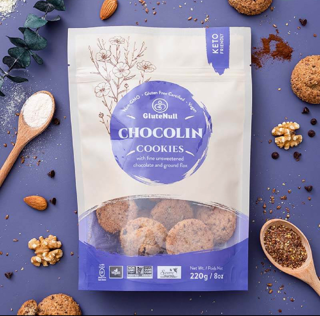 Glutenull Keto Cookies – Chocolin (220g) | Chocolate Coconut Keto Snack | Gluten-Free & Vegan