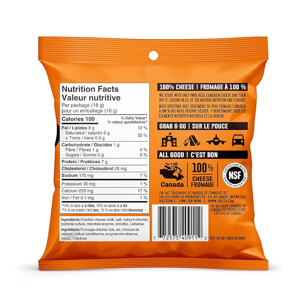 Ivanhoe Nothing But Cheese – Cheddar | 18g or 60g | Keto, Gluten-Free, 100% Canadian Cheese Snack