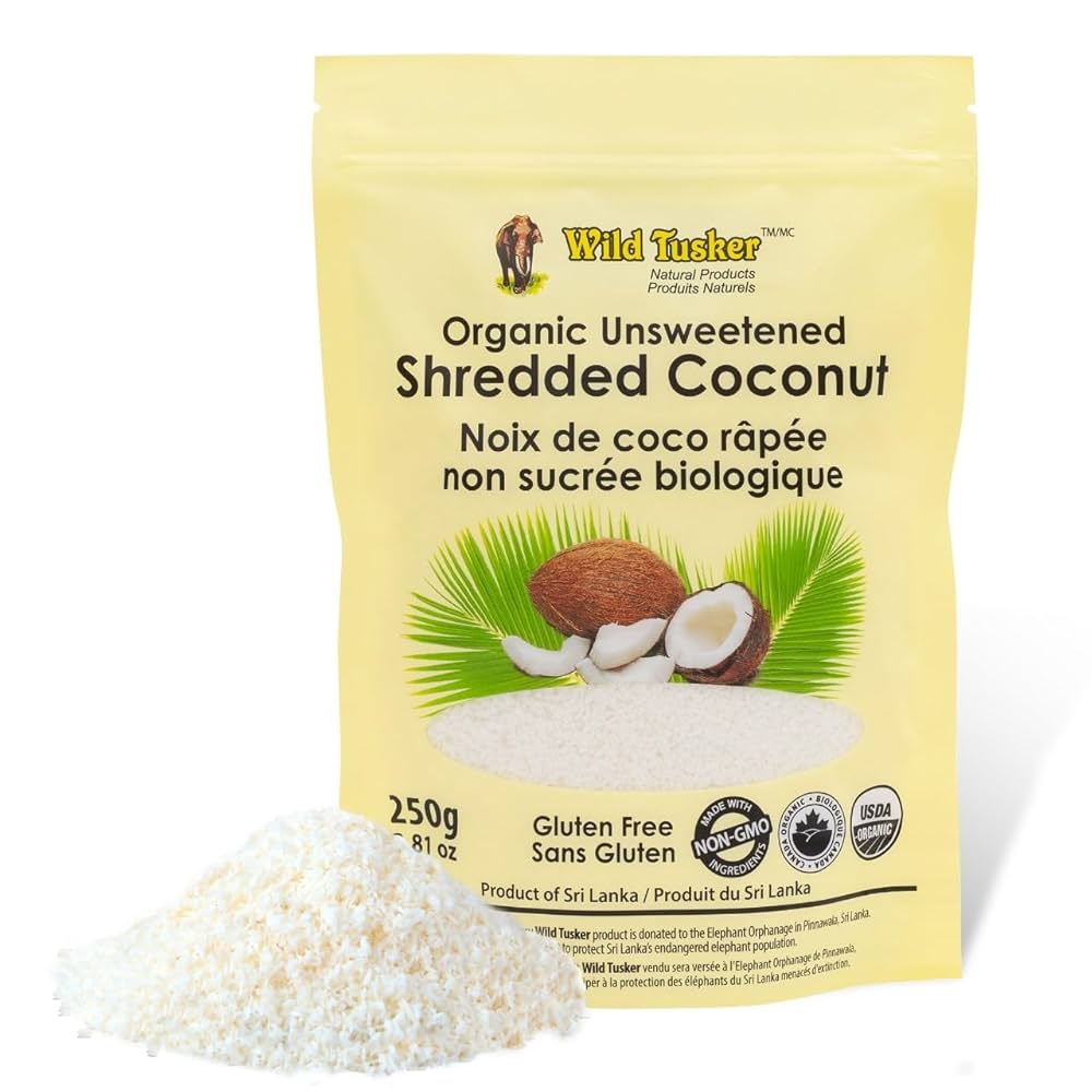 Organic Unsweetened Shredded Coconut – Wild Tusker 250g | Gluten-Free, Vegan Baking & Cooking Ingredient