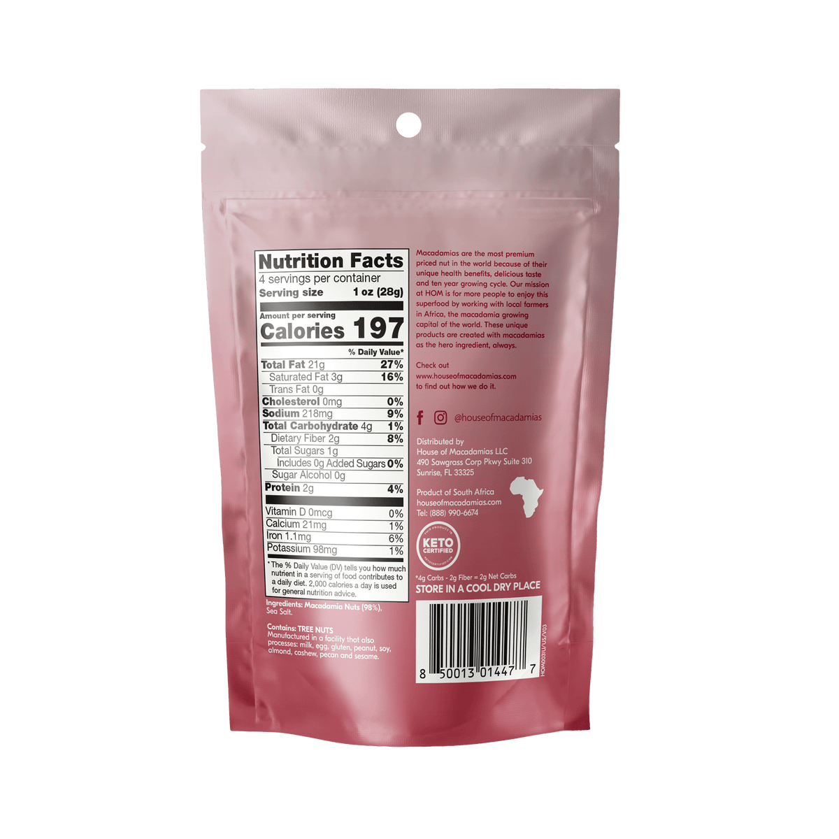 House of Macadamias Dry Roasted Macadamia Nuts – Namibian Sea Salt | 40g or 113g | Keto, Vegan, Low Carb