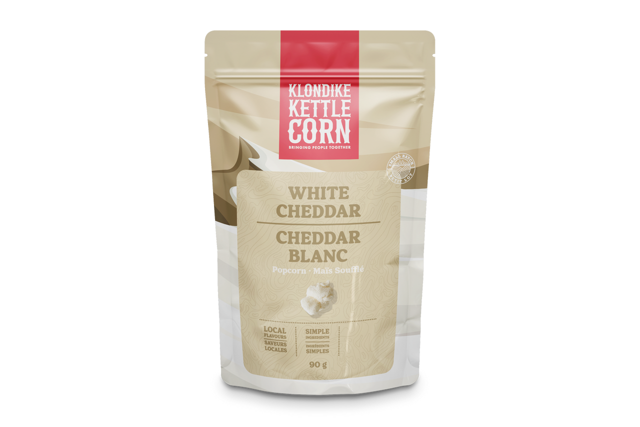 Klondike Gourmet Popcorn – White Cheddar | 90g | Gluten Free, Savoury Snack, Canadian Made