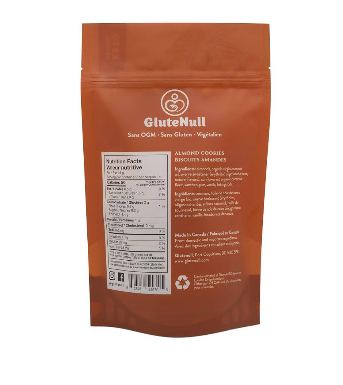 Glutenull Keto Cookies – Light Almond (112g) | Gluten-Free & Vegan Snack