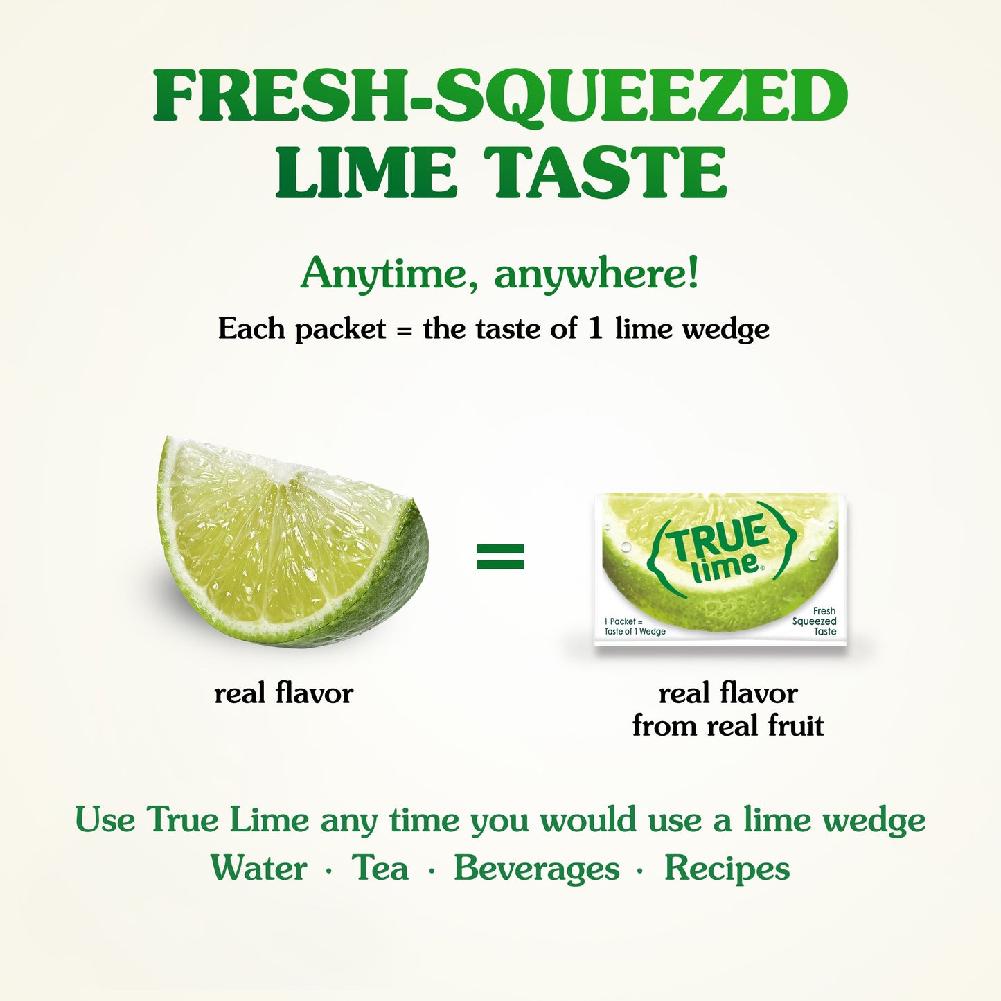 True Citrus Crystallized Lime Packets 32ct – Fresh Lime Taste, Zero Calories, Gluten Free, Vegan