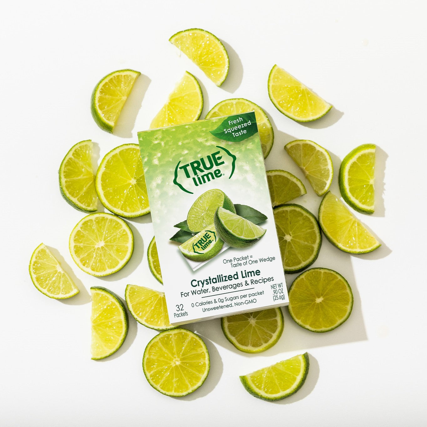 True Citrus Crystallized Lime Packets 32ct – Fresh Lime Taste, Zero Calories, Gluten Free, Vegan