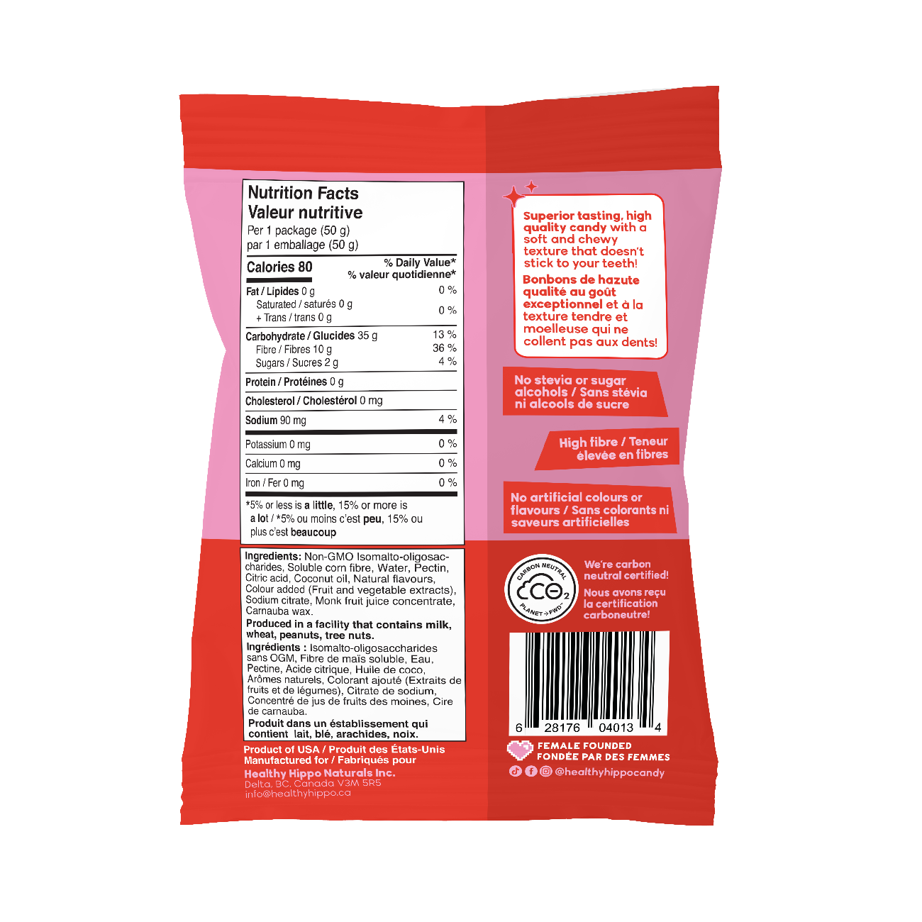 Healthy Hippo Swedish Hippos – 50g | Vegan Red Berry Gummies | Low Sugar, Plant-Based, Gummy Candy