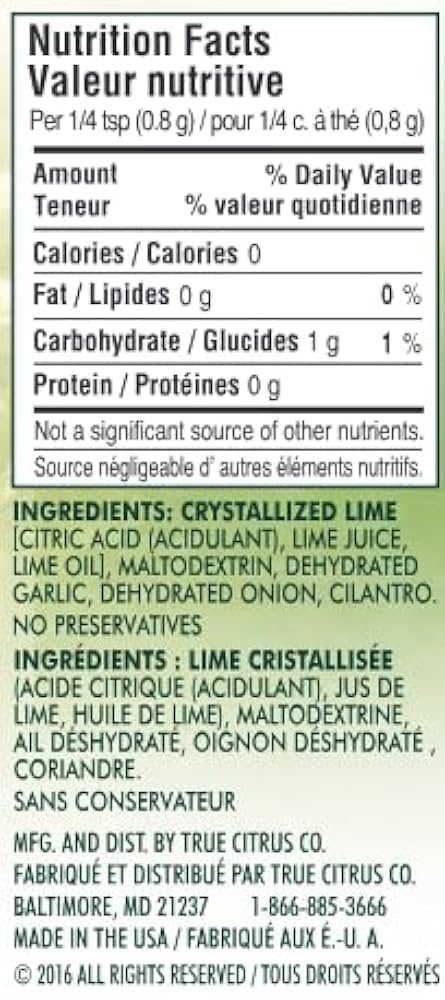 True Citrus Lime Garlic & Cilantro Shaker – Zesty Lime Seasoning Blend, Gluten Free, Vegan, Zero Calories