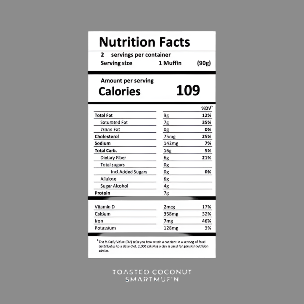 Toasted Coconut SmartMuf’n – Low Carb, Keto Muffin 2-Pack | Zero Net Carbs, Gluten-Free, Diabetic Friendly