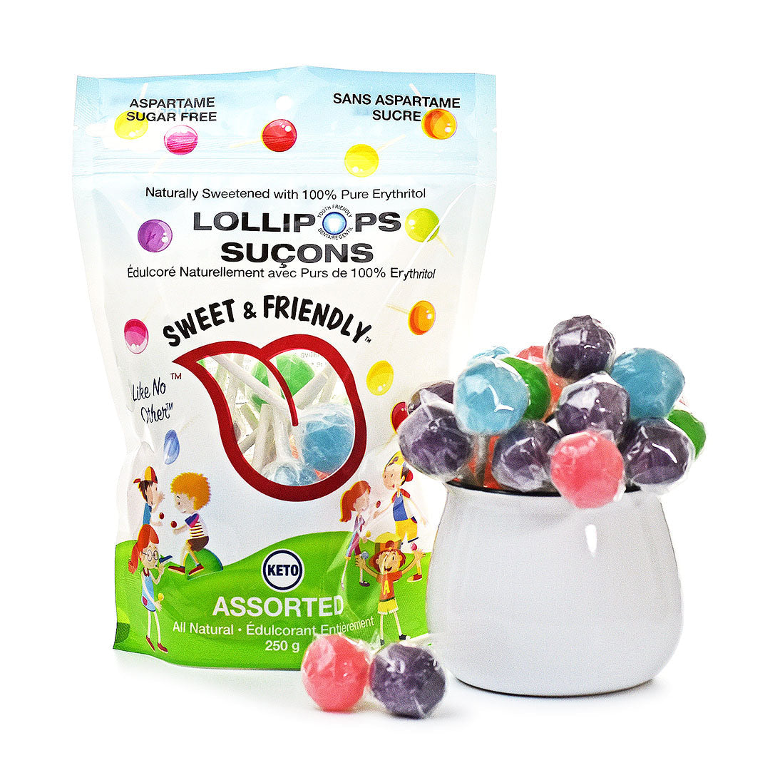Sweet & Friendly Natural Sugar-Free Erythritol Lollipops | Keto, Vegan, Tooth-Friendly Treats | Aspartame-Free, Diabetic Safe | Healthily Ever After