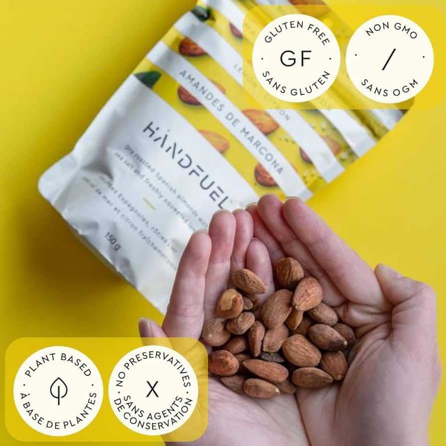 Handfuel Dry Roasted Lemon Marcona Almonds – Vegan, Non-GMO, Low Sodium