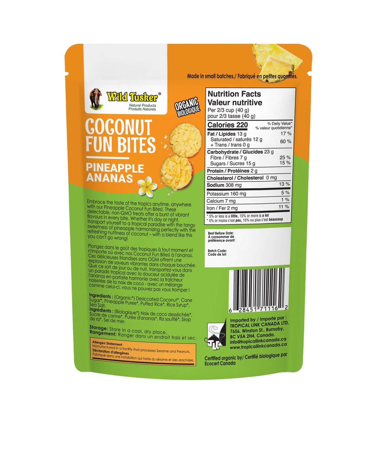 Tusker Organic Coconut Fun Bites – Clean, Vegan Energy Snack