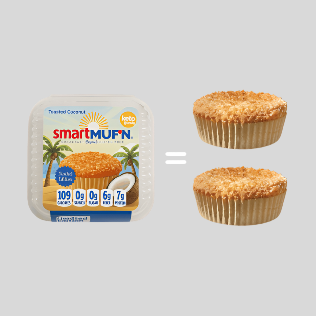 Toasted Coconut SmartMuf’n – Low Carb, Keto Muffin 2-Pack | Zero Net Carbs, Gluten-Free, Diabetic Friendly