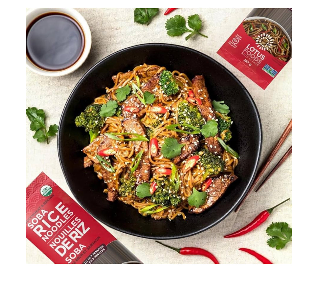 Soba Rice Noodles – Buckwheat & Brown Rice 227g | Gluten-Free, Whole Grain | Ideal for Broths, Stir-Fries & Cold Noodle Salads - Healthily Ever After