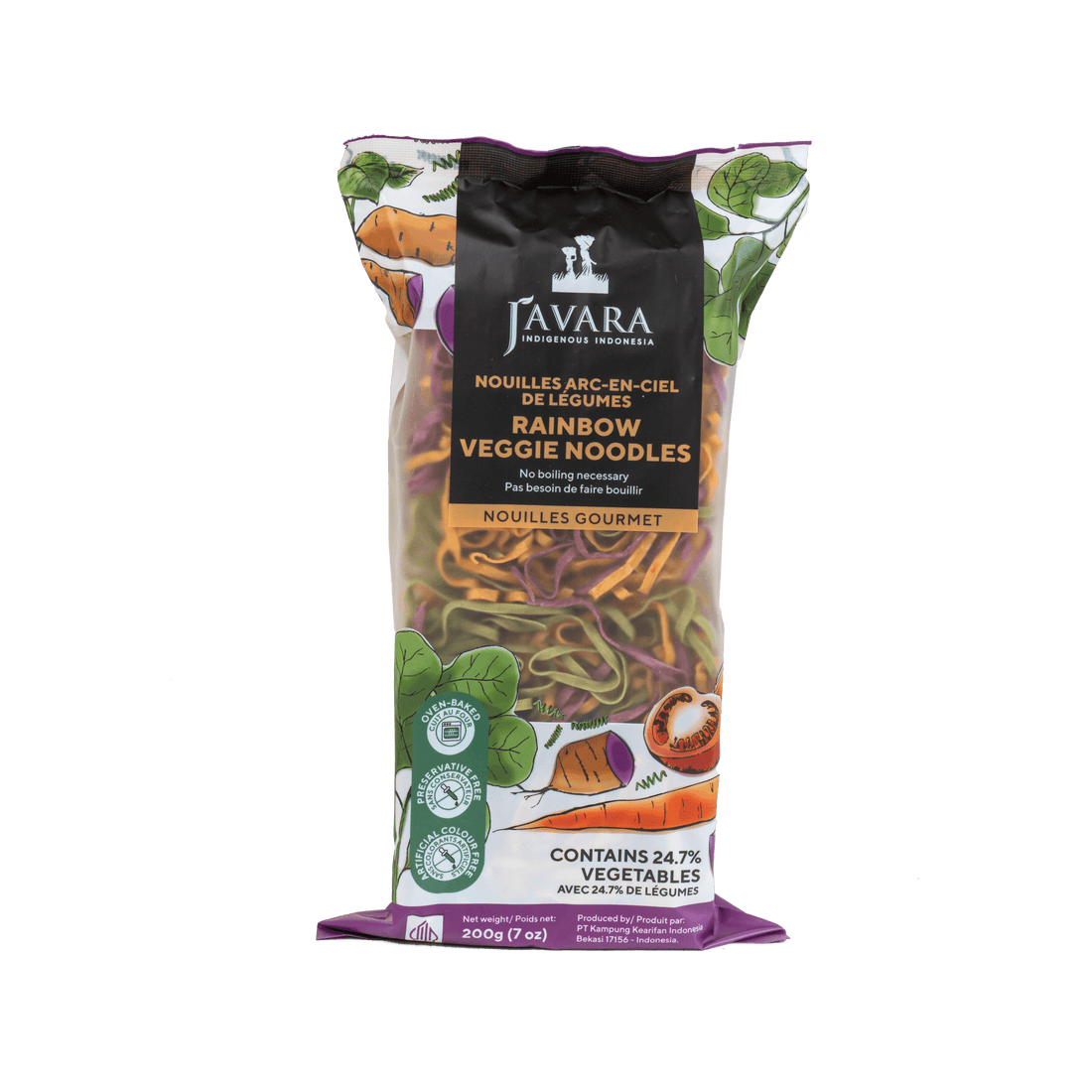 Javara Gourmet Veggie Noodles – Rainbow | 200g | Multi-Vegetable Blend, Plant-Based, Non-GMO