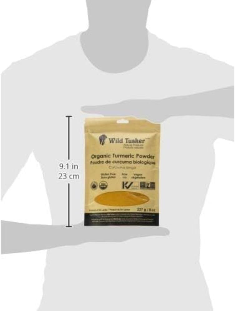 Wild Tusker Organic Turmeric Powder 227g – USDA & Canada Organic, Non-GMO, Gluten-Free, Vegan, Curcumin-Rich