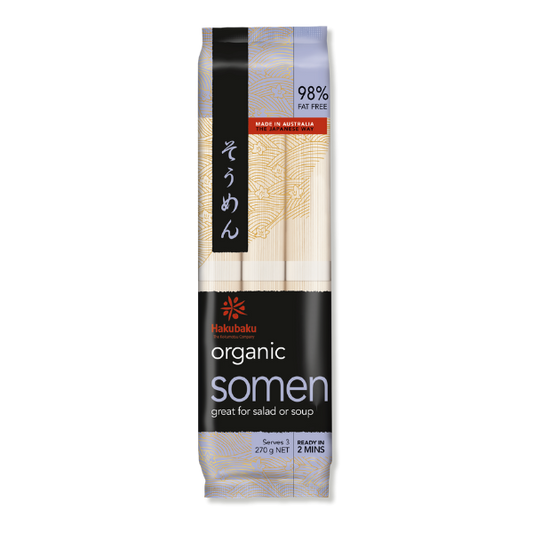 Hakubaku Organic White Somen Noodles – Authentic Japanese Organic Wheat Noodles (269g) - Healthily Ever After