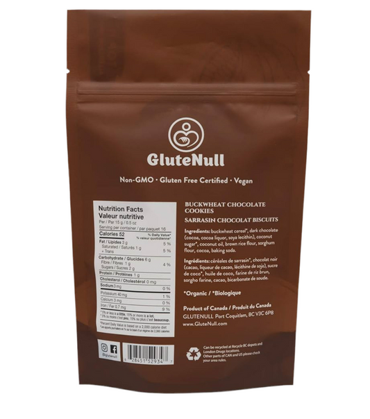 GLUTENULL Light Buckwheat Chocolate Cookies – 132g | Gluten-Free, Vegan & Sugar-Free - Healthily Ever After