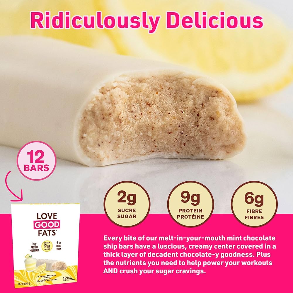 Love Good Fats Lemon Mousse Bar | Keto-Friendly, Gluten-Free, Low-Carb Snack