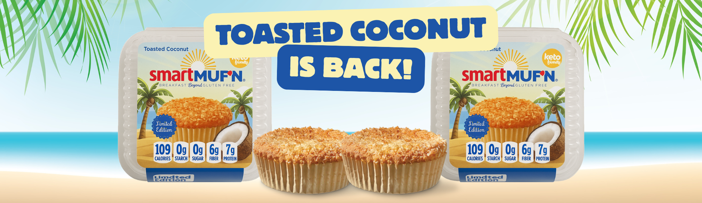 Toasted Coconut SmartMuf’n – Low Carb, Keto Muffin 2-Pack | Zero Net Carbs, Gluten-Free, Diabetic Friendly