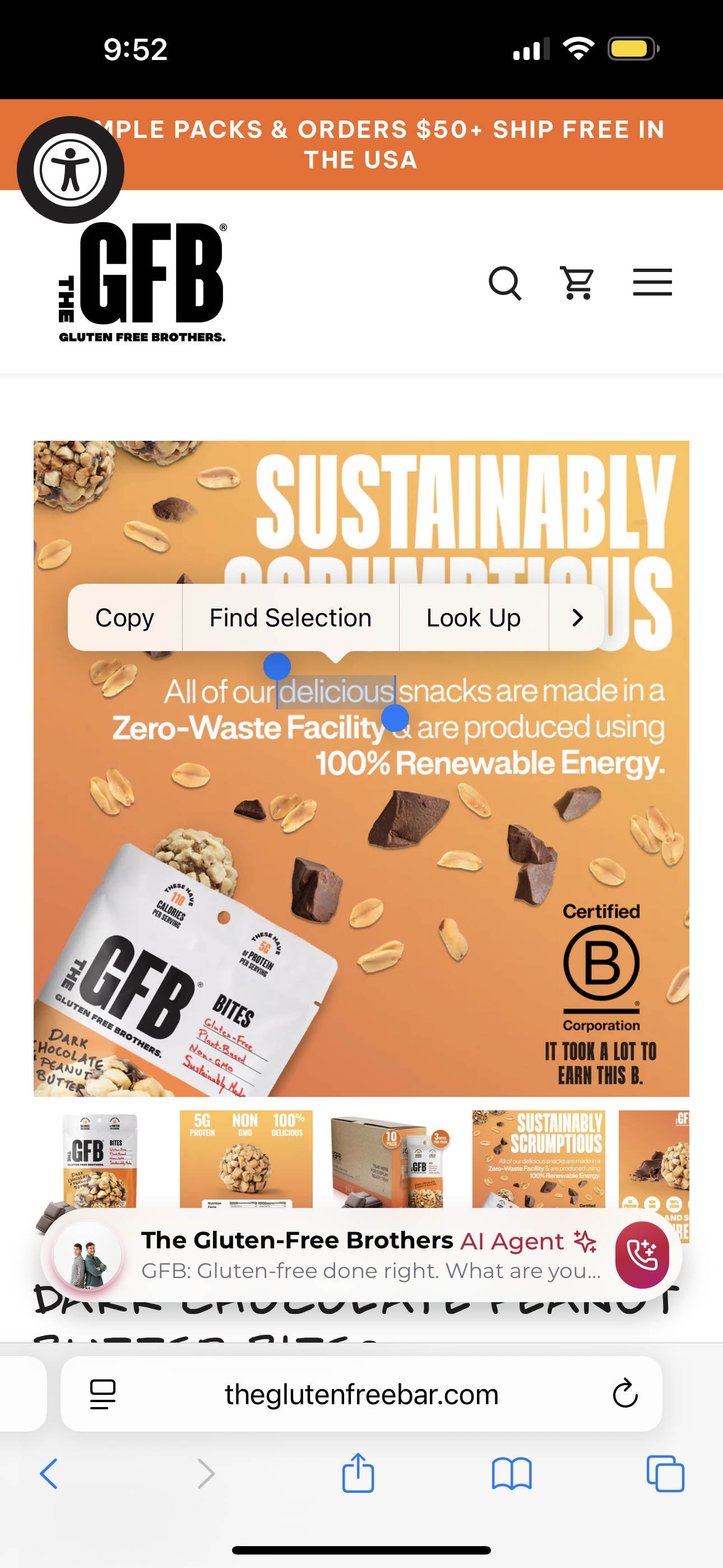 The GFB Dark Chocolate Peanut Butter Bites – Gluten-Free, Vegan Snack (113g)