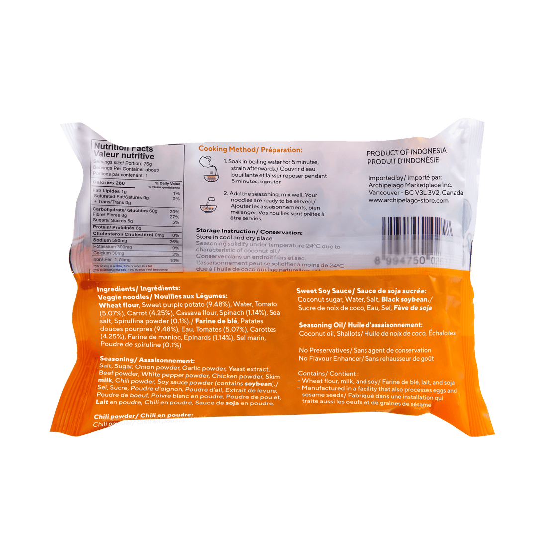 Javara Gourmet Veggie Noodles – Rainbow (Single Serve) | 76g | Instant Plant-Based Veggie Noodles