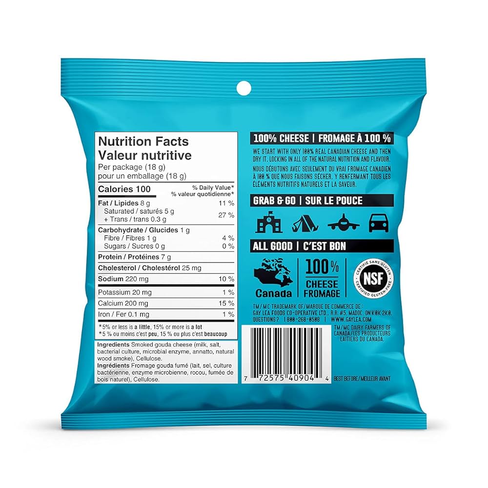 Ivanhoe Nothing But Cheese – Smoked Gouda | 18g or 60g | Keto, Gluten-Free, Naturally Smoked Canadian Cheese Snack