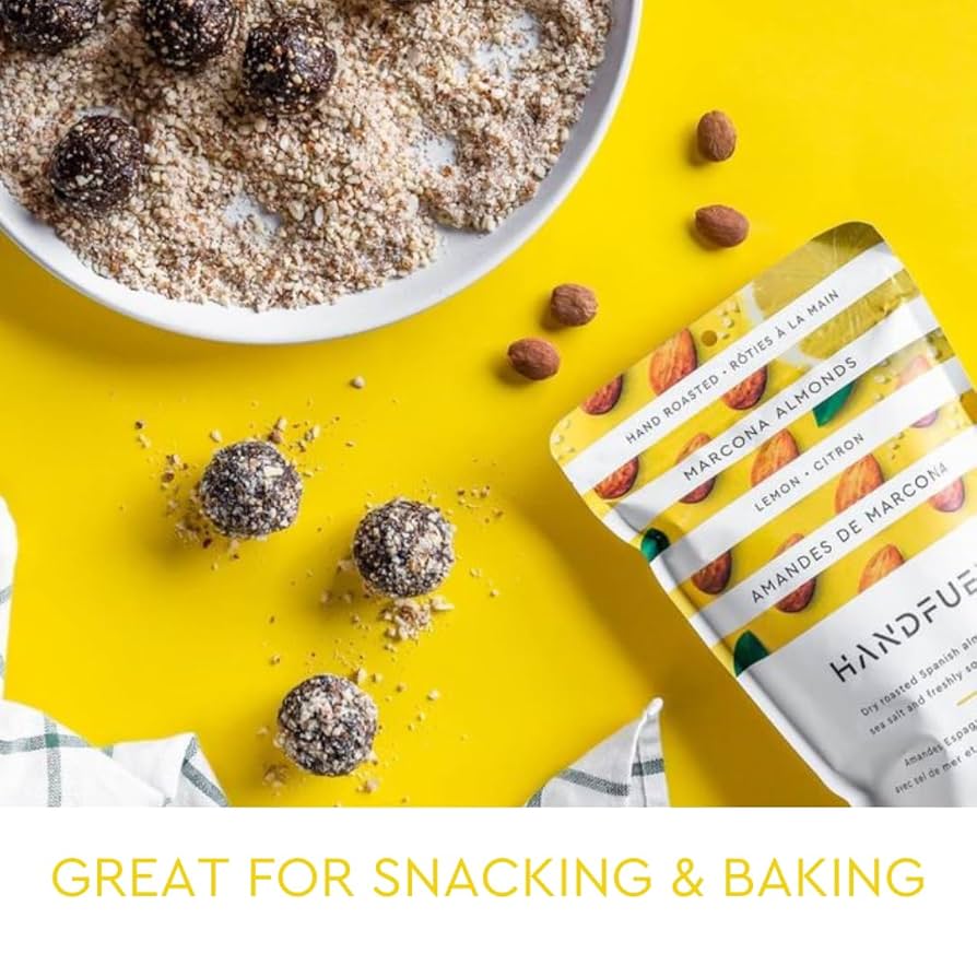 Handfuel Dry Roasted Lemon Marcona Almonds – Vegan, Non-GMO, Low Sodium