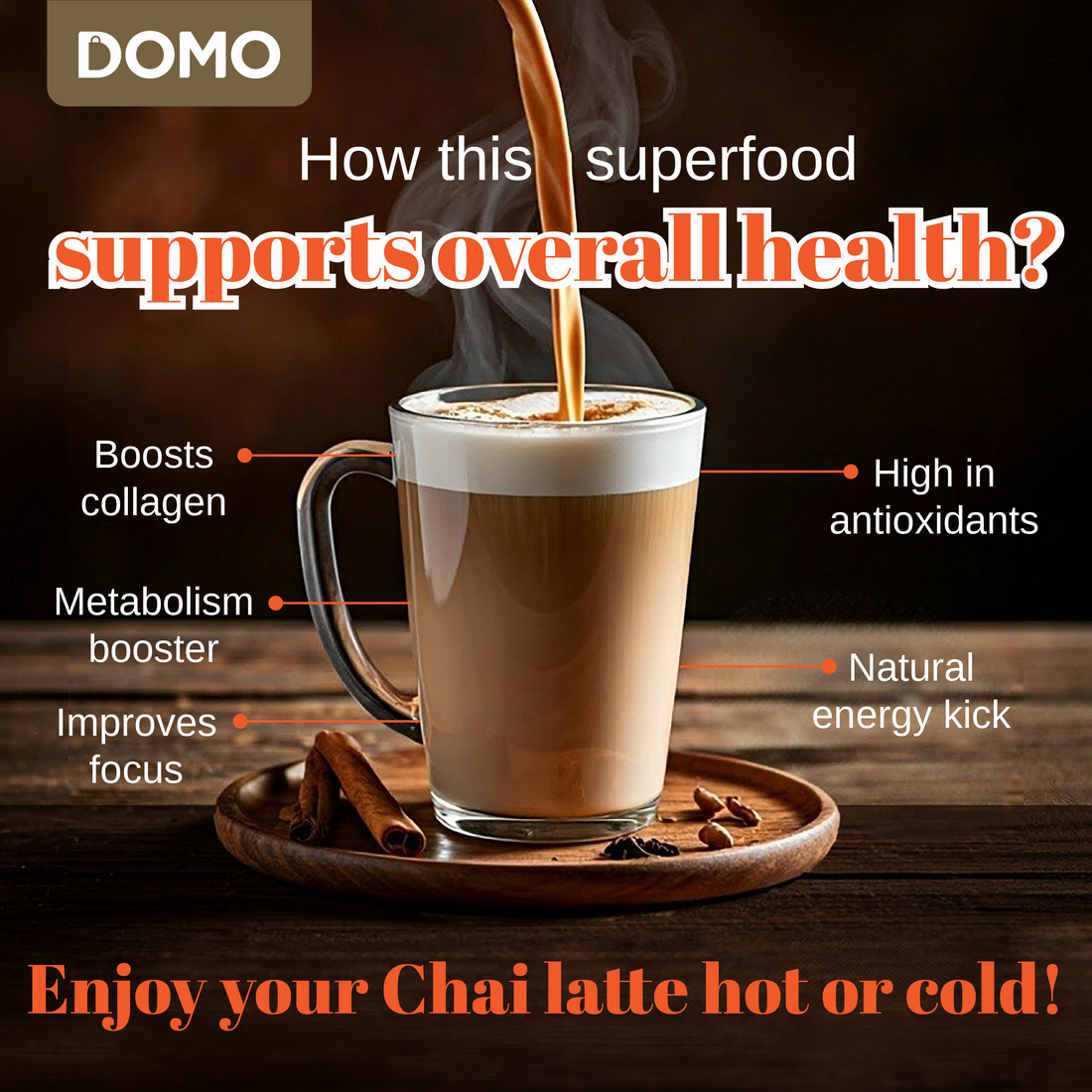 DOMO Authentic Chai Tea – 115g | Instant Micro-Ground Spiced Tea