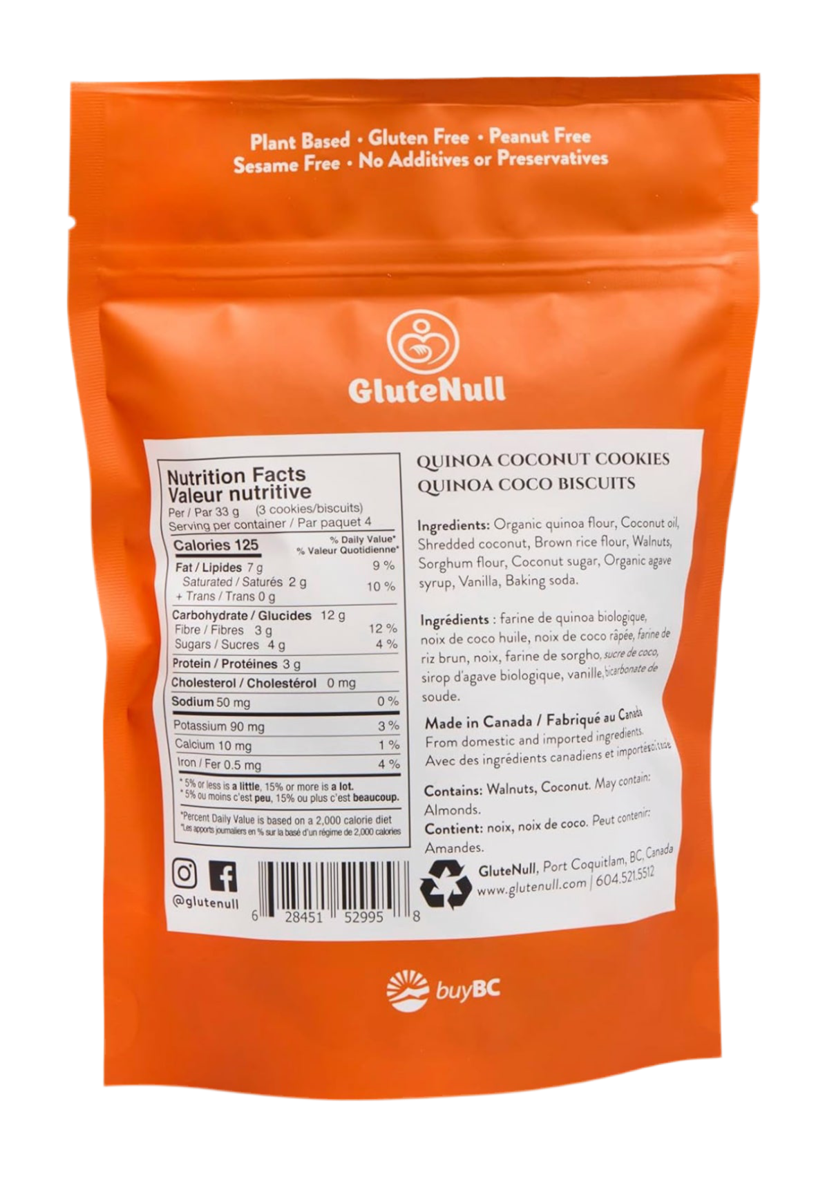 GLUTENULL Light Quinoa Coconut Cookies – 132g | Gluten-Free, Vegan & Sugar-Free