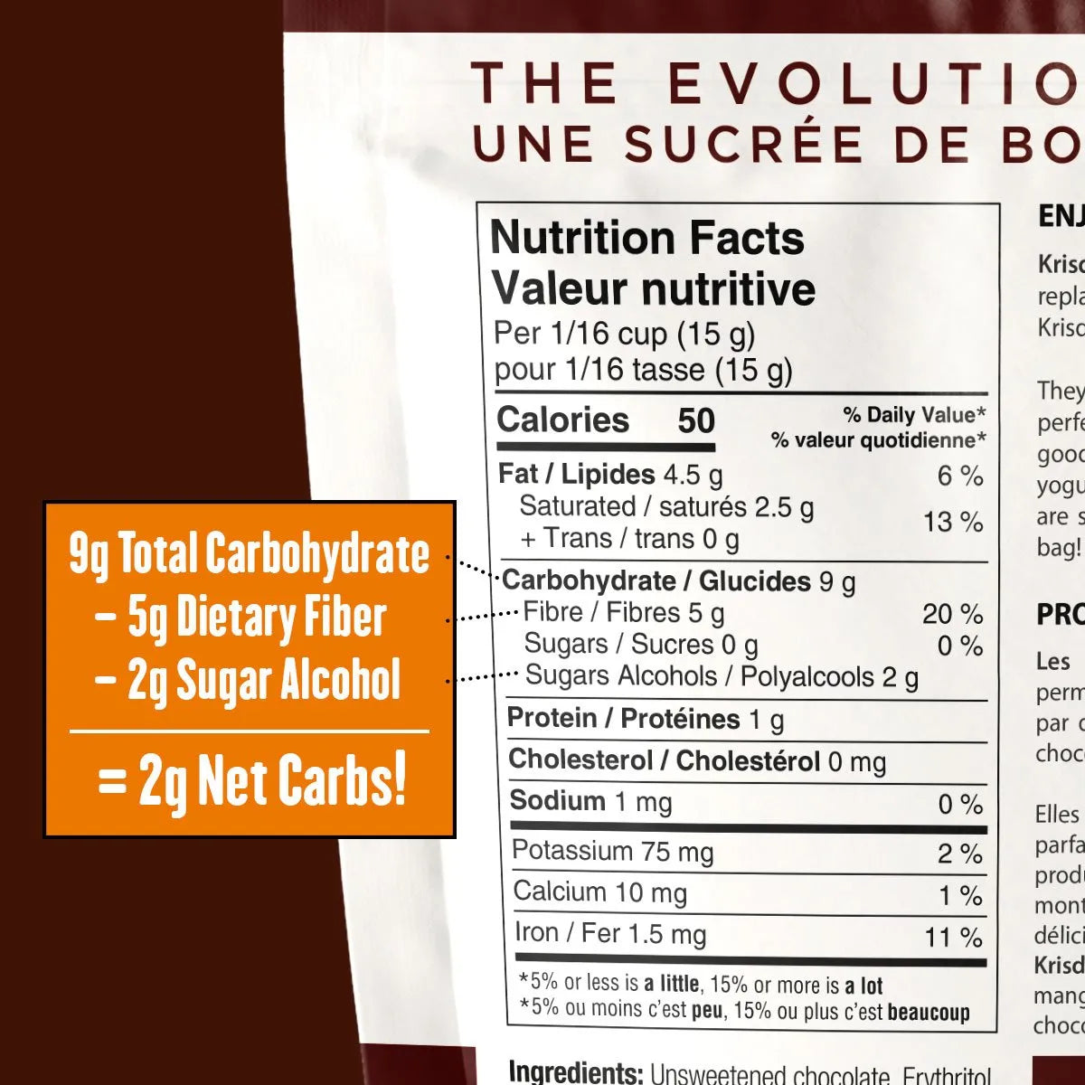 Krisda No Sugar Added Semi-Sweet Chocolatey Chips | Keto, Gluten-Free, Non-GMO, Sugar-Free Baking Chips