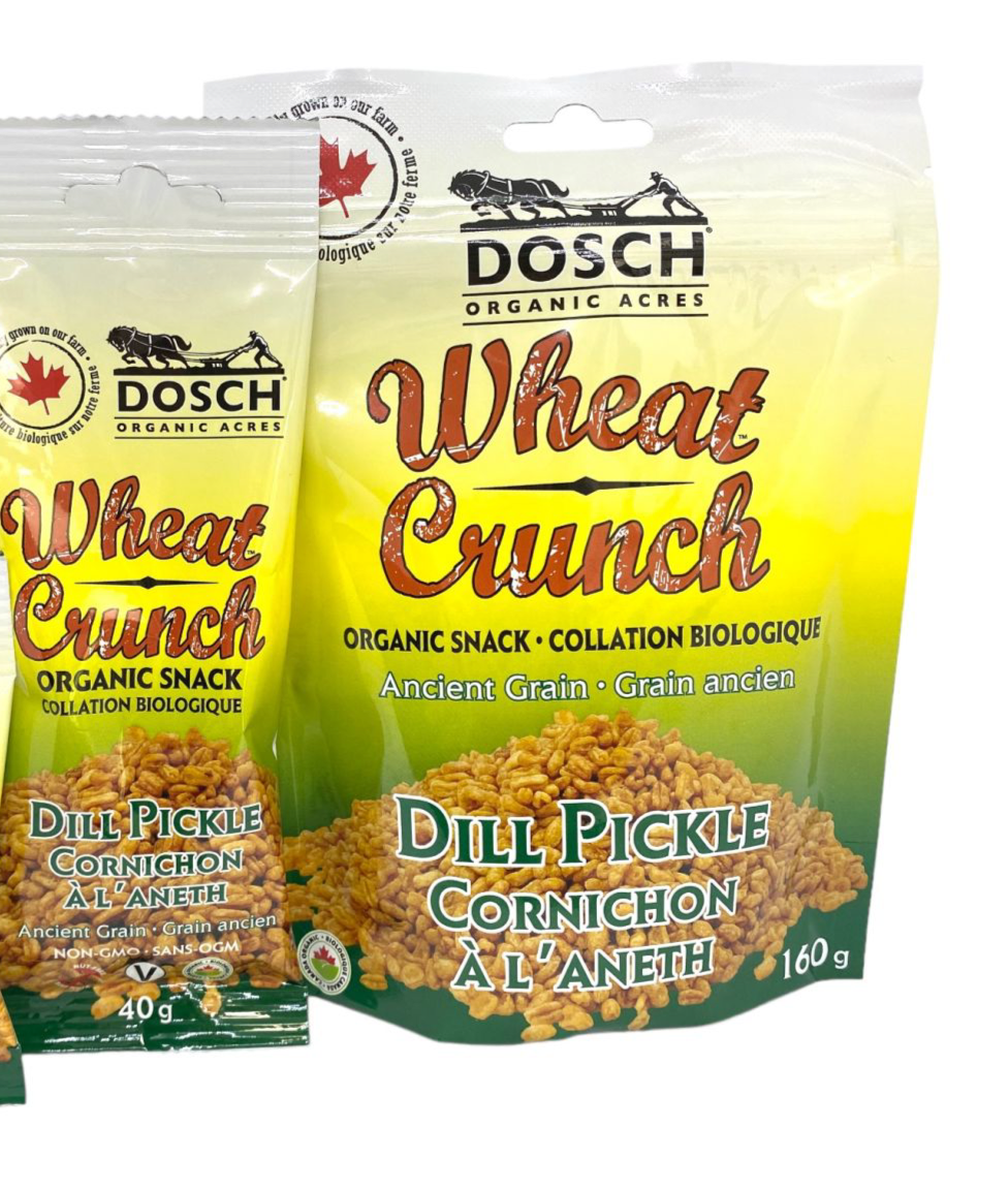 Dosch Organic Acres Wheat Crunch – Organic Dill Pickle Snack | Vegan, Nut-Free, Kosher, Non-GMO (40g or 160g)