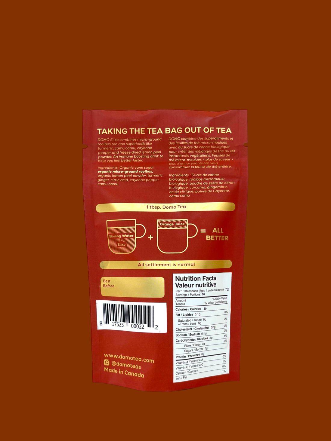 DOMO Elixo Tea – 115g | Instant Micro-Ground Wellness Blend