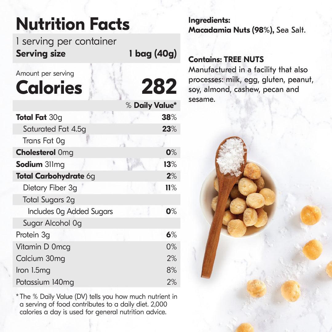 House of Macadamias Dry Roasted Macadamia Nuts – Namibian Sea Salt | 40g or 113g | Keto, Vegan, Low Carb