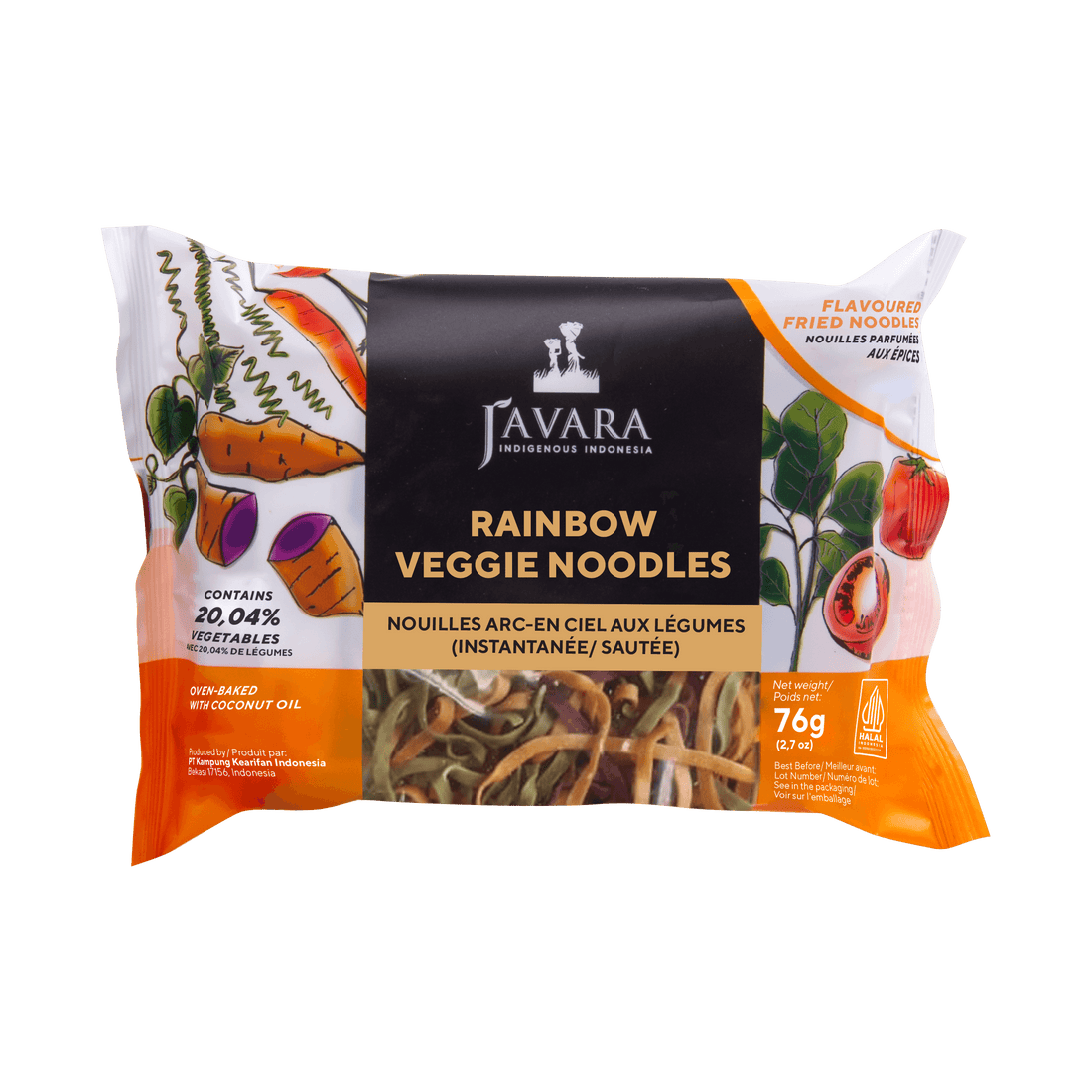 Javara Gourmet Veggie Noodles – Rainbow (Single Serve) | 76g | Instant Plant-Based Veggie Noodles