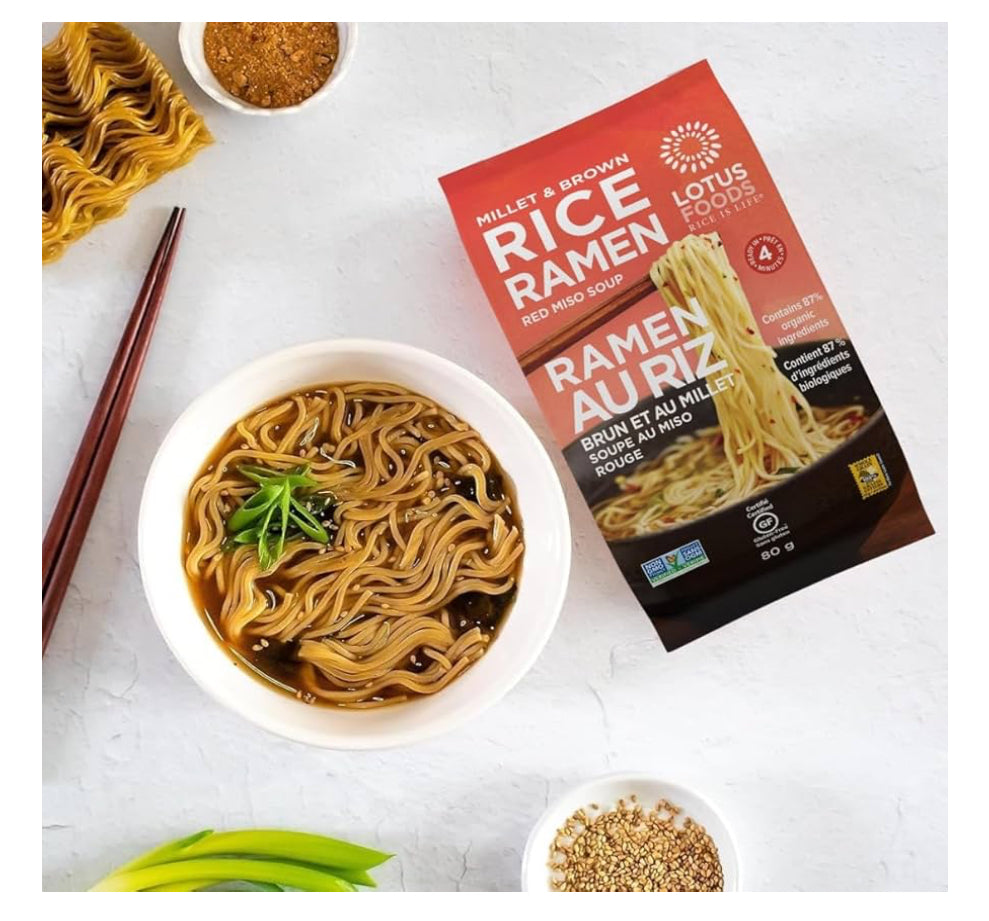 Millet & Brown Rice Ramen with Red Miso Soup – 80g | Whole Grain, Gluten-Free, Vegan | Ready in 4 Minutes - Healthily Ever After