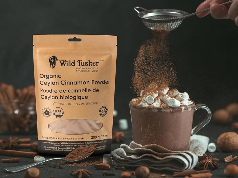 Wild Tusker Organic Ceylon Cinnamon Powder 200g – USDA & Canada Organic, Non-GMO, Gluten-Free, Vegan, Kosher