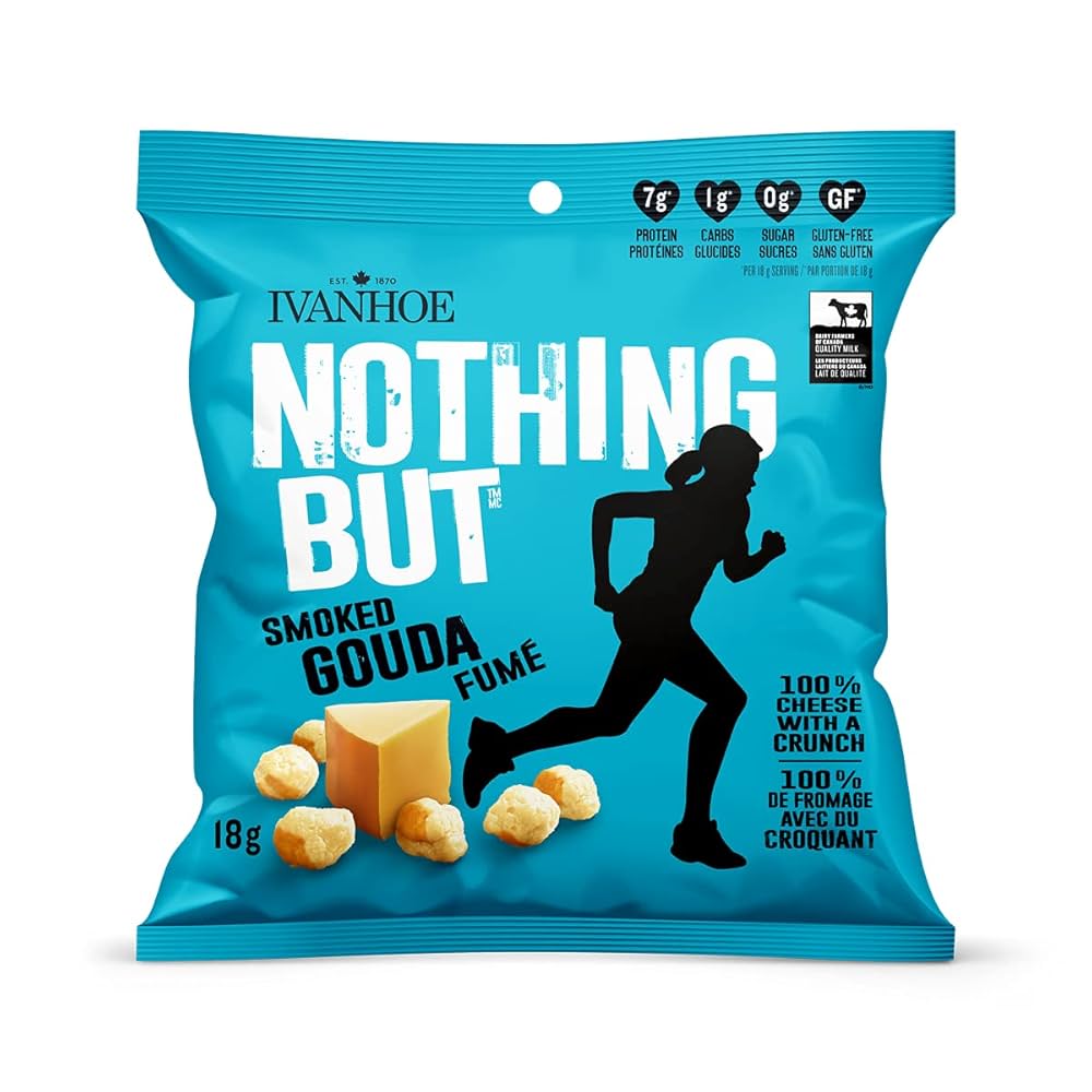 Ivanhoe Nothing But Cheese – Smoked Gouda | 18g or 60g | Keto, Gluten-Free, Naturally Smoked Canadian Cheese Snack