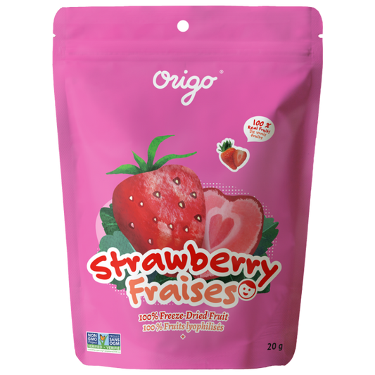 Origo Freeze-Dried Strawberries | 100% Real Fruit | No Sugar Added | Vegan, Gluten-Free, Non-GMO | Made in Canada Healthy Snack - Healthily Ever After
