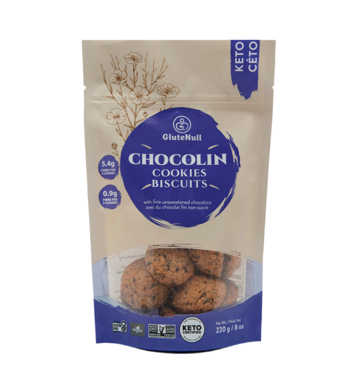 Glutenull Keto Cookies – Chocolin (220g) | Chocolate Coconut Keto Snack | Gluten-Free & Vegan
