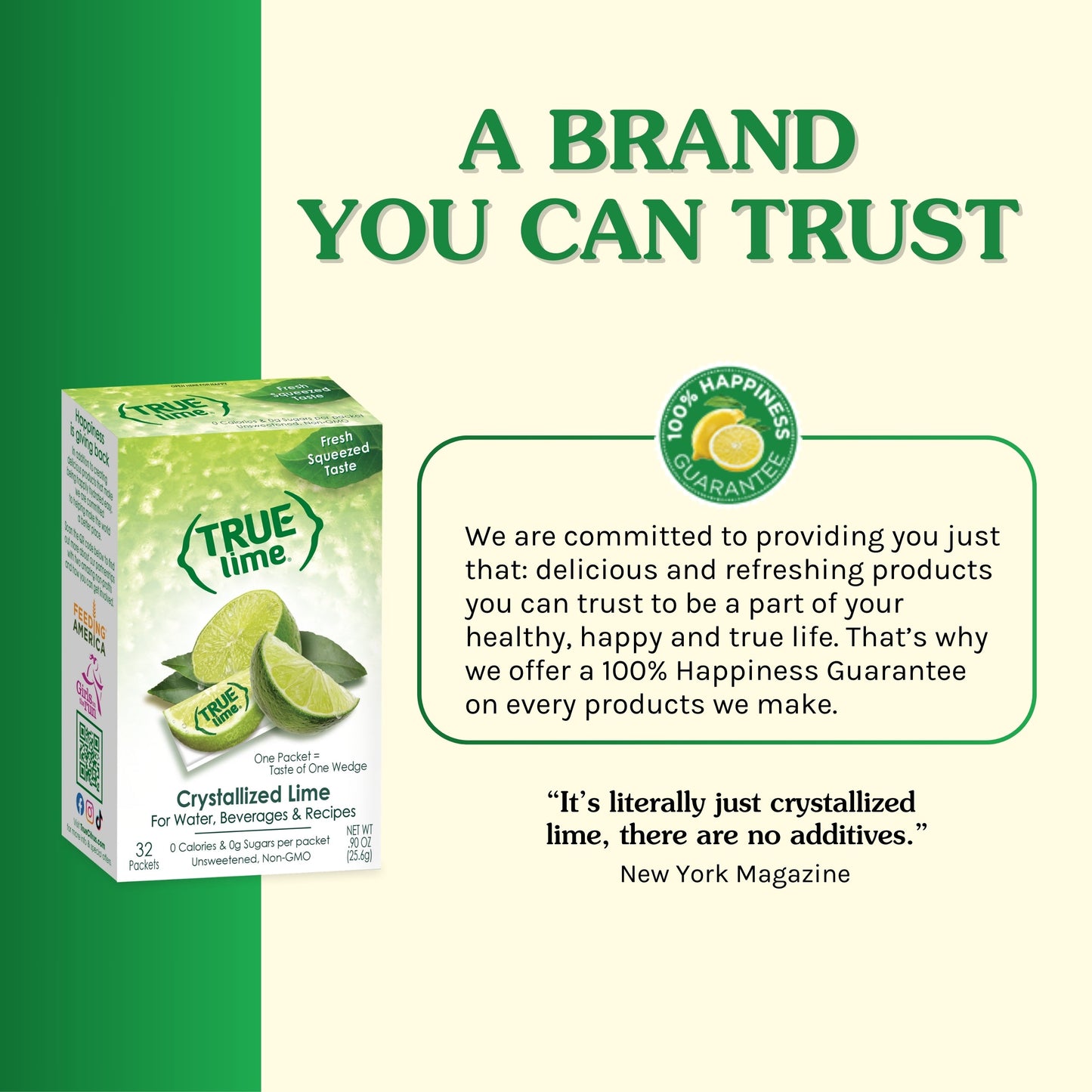 True Citrus Crystallized Lime Packets 32ct – Fresh Lime Taste, Zero Calories, Gluten Free, Vegan