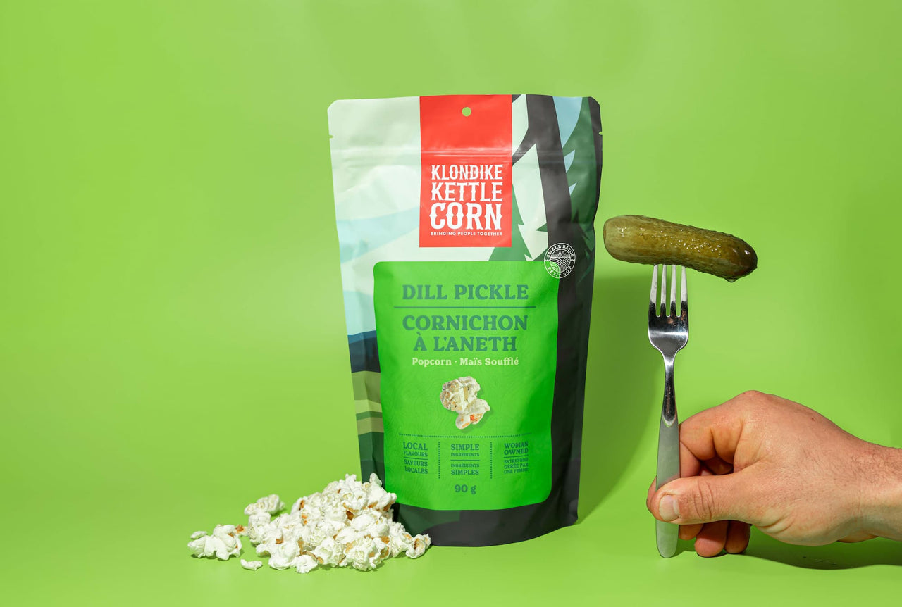 Klondike Gourmet Popcorn – Dill Pickle | 90g | Gluten Free, Bold Flavour, Made in Canada