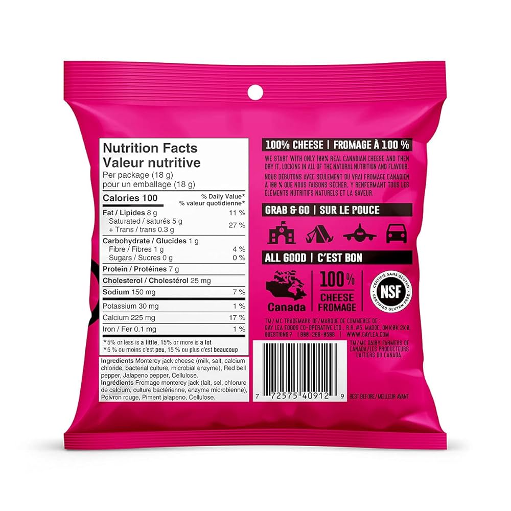 Ivanhoe Nothing But Cheese – Spicy Monterey Jack | 18g or 60g | Keto, Gluten-Free, Canadian Cheese with Jalapeño & Bell Pepper