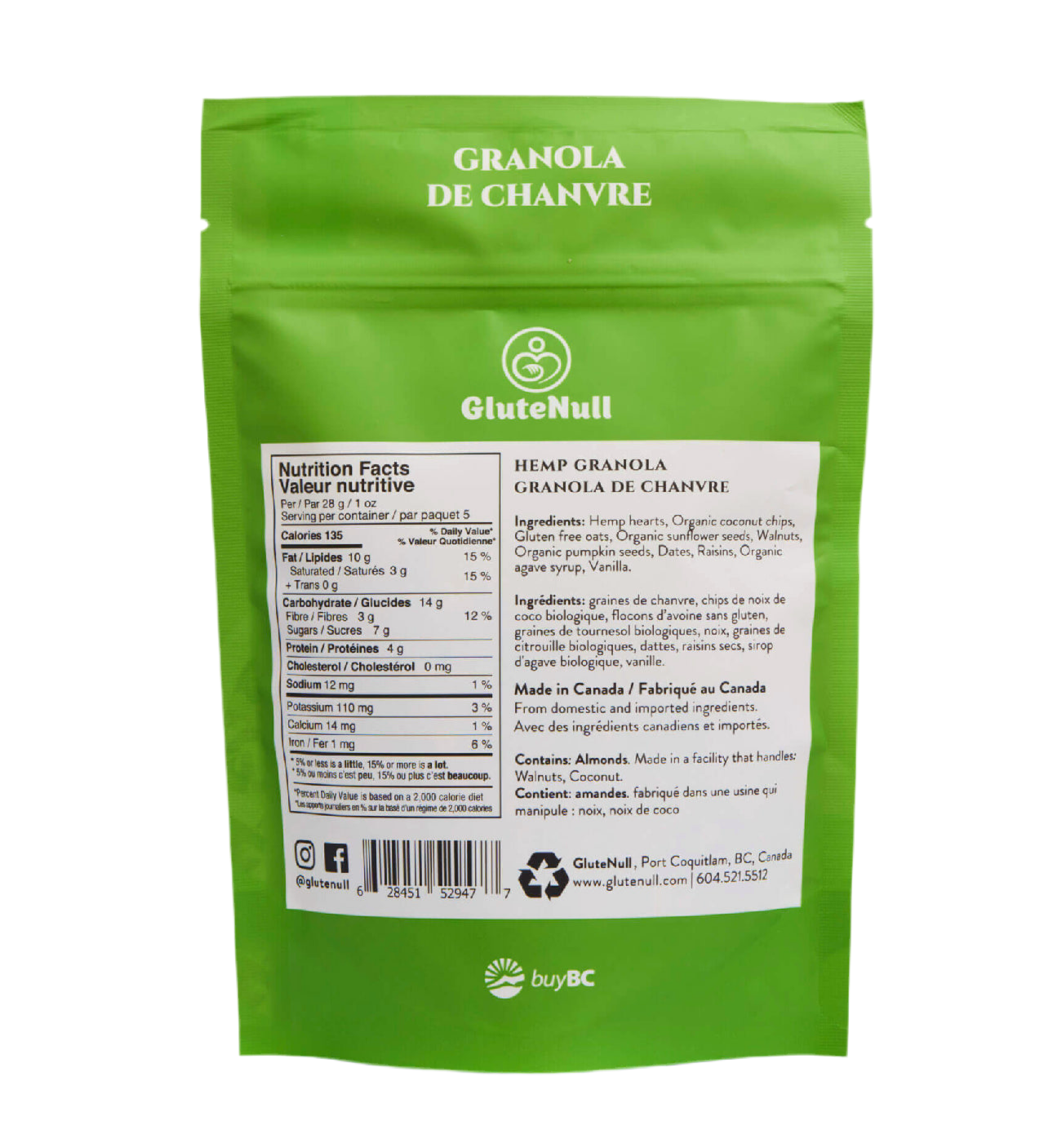 Glutenull Granola – Light Hemp (140g) | Gluten-Free, Vegan & Low Sugar Superfood Snack