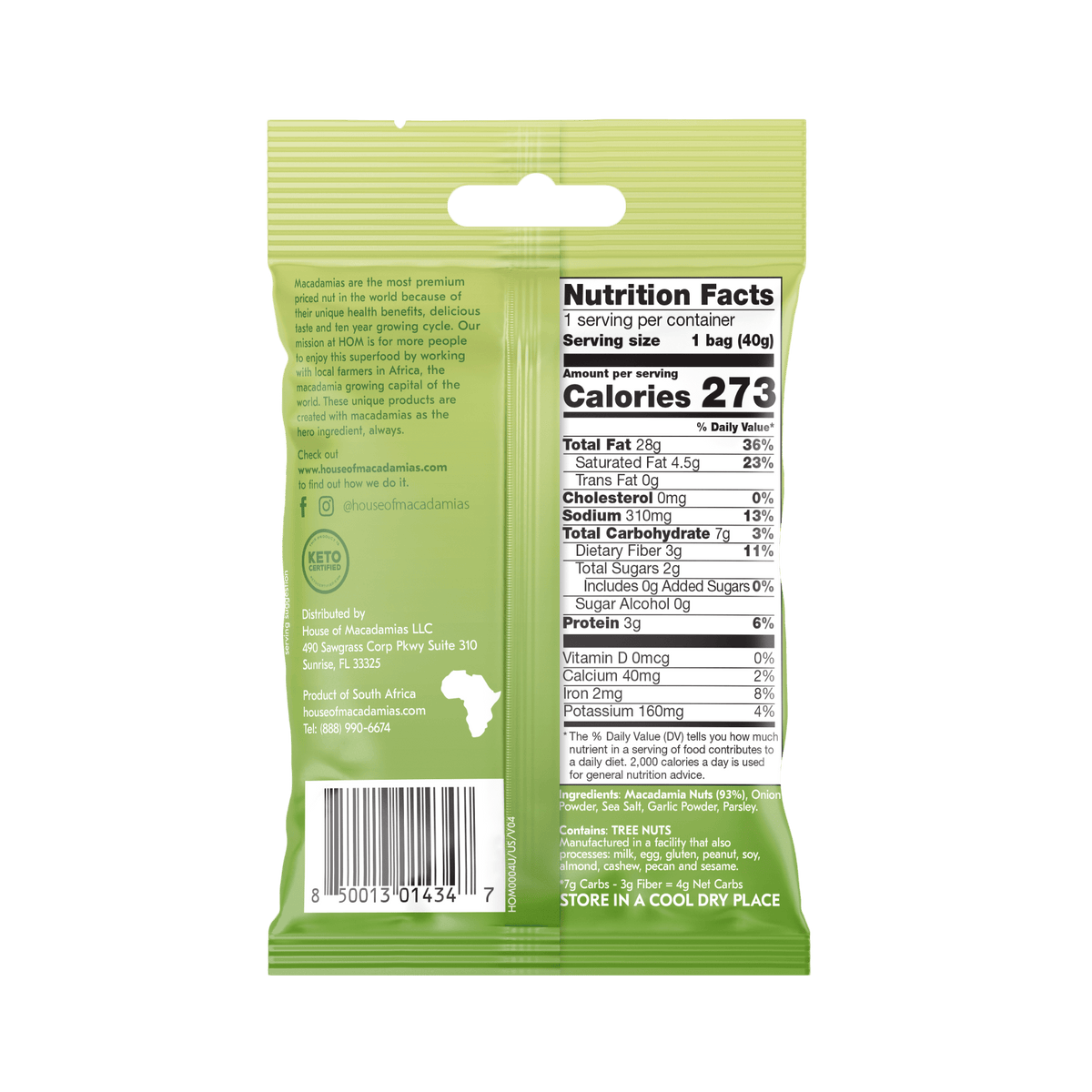 House of Macadamias Dry Roasted Macadamia Nuts – Savoury Onion | 40g or 113g | Keto, Vegan, Low Carb