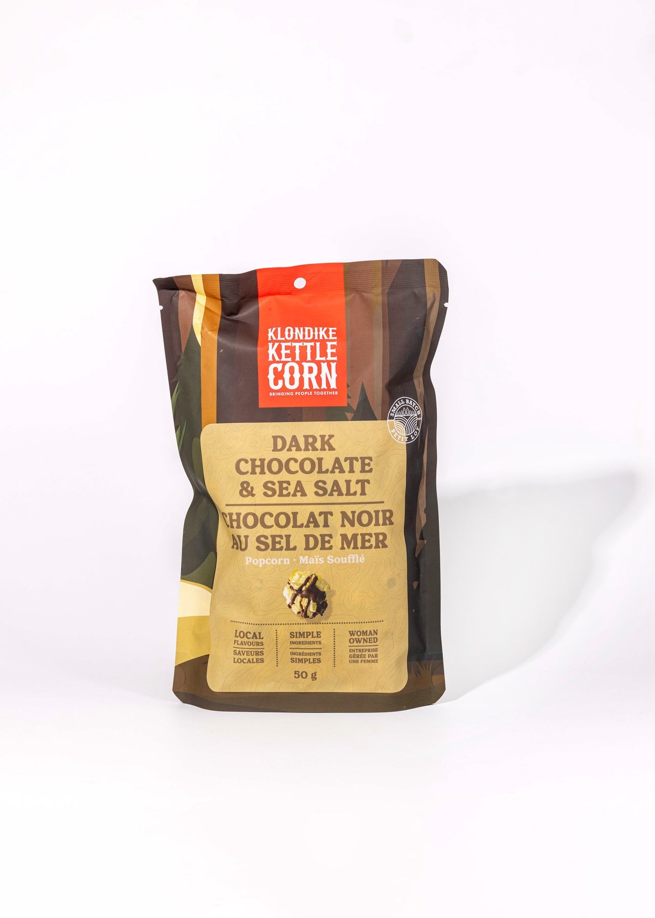 Klondike Gourmet Popcorn – Dark Chocolate & Sea Salt | 125g | Gluten Free, Vegan, Made in Canada