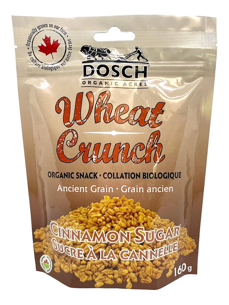 Dosch Organic Acres Wheat Crunch – Organic Cinnamon Sugar Snack | Vegan, Nut-Free, Kosher, Non-GMO (40g or 160g)